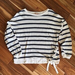 Gibson Latimer women’s long sleeve cream & navy striped top, size L